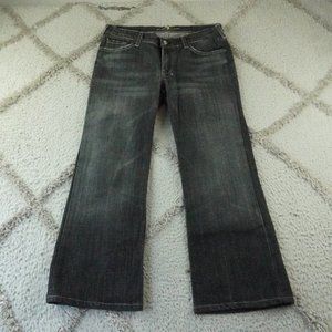 7 For All Mankind Dojo Jeans Womens 31 Black Denim Wide Leg "READ"